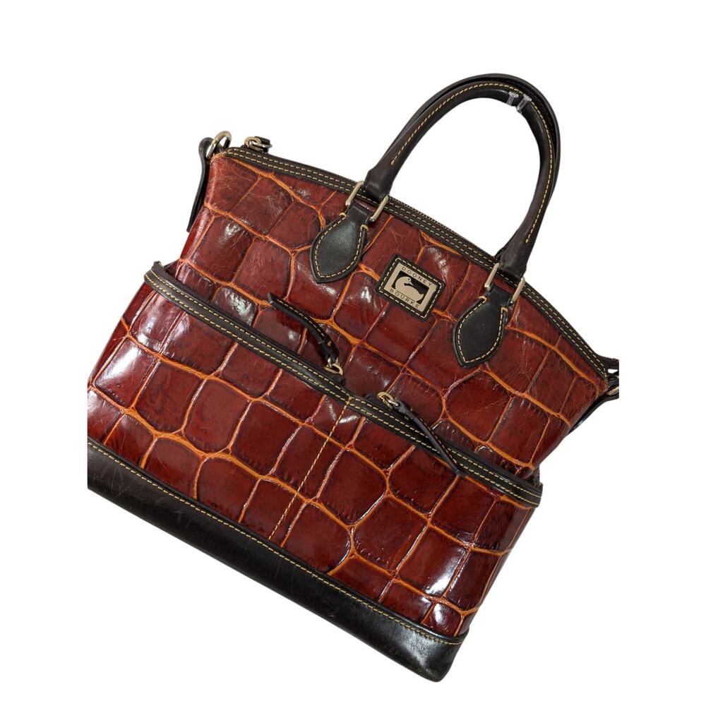DOONEY & BOURKE! PECAN BROWN & GOLD CROC, BLACK GENUINE LEATHER BAG, PURSE! - Picture 13 of 13